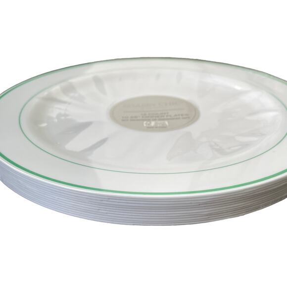 12 Count SHABBY CHIC Summer Green White 10.25" Disposable Dinner Plates NEW - Picture 4 of 11